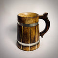 B's Drum Mug: Rustic Oak Wood Tankard